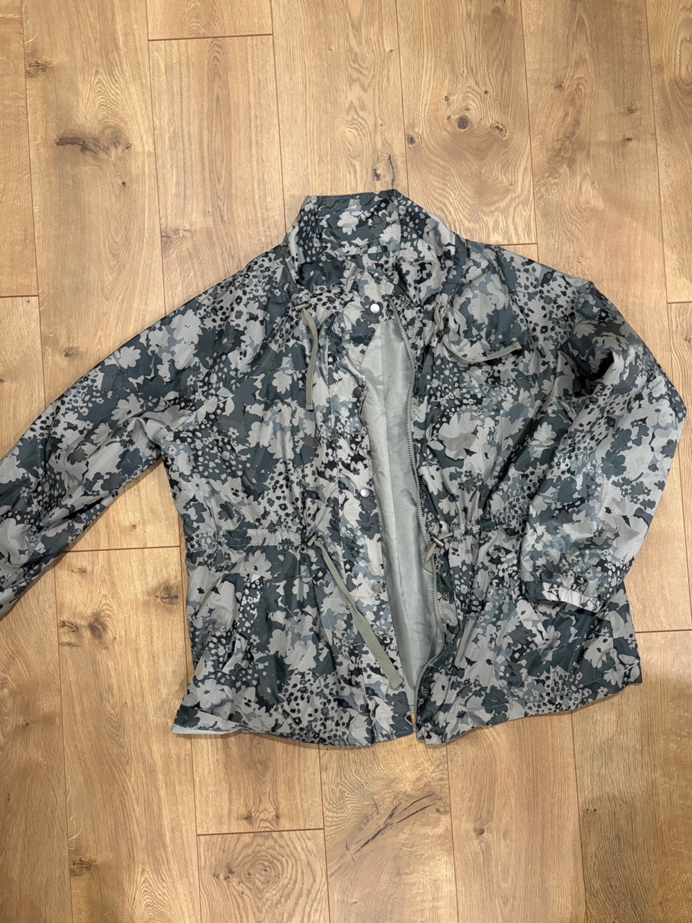 Floral Print Lightweight Women's Jacket - Gray
